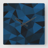 Donkerblauw en zwart geometrisch maaspatroon vierkante klok (Voorkant)