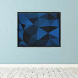 Donkerblauw en zwart geometrisch meshpatroon canvas afdruk