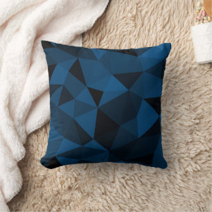 Donkerblauw en zwart geometrisch meshpatroon kussen