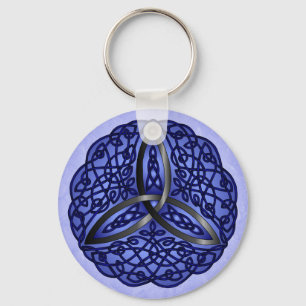 Donkerblauw en zwart-Keltische Art Trinity Knot Sleutelhanger