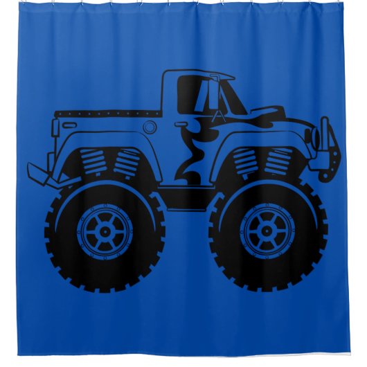 Donkerblauw en zwart monster Tuck Shower Curtain Douchegordijn (Voorkant)