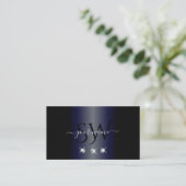 Donkerblauw en zwart Sparkling Diamonds Monogram Visitekaartje (Staand voorkant)