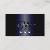 Donkerblauw en zwart Sparkling Diamonds Monogram Visitekaartje (Voorkant)