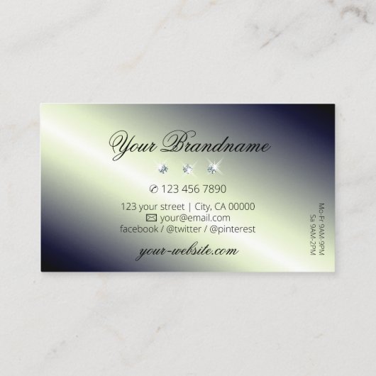Donkerblauw en zwart Sparkling Diamonds Stijlvol Visitekaartje (Achterkant)