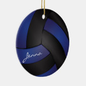 Donkerblauw en zwart — Volleybal aanpassen Keramisch Ornament (Rechts)