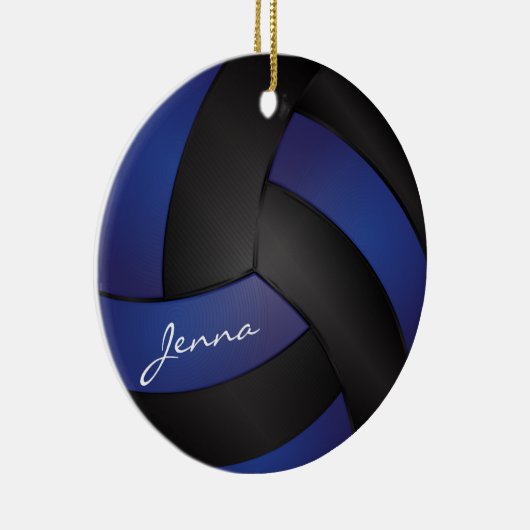 Donkerblauw en zwart — Volleybal aanpassen Keramisch Ornament (Rechts)