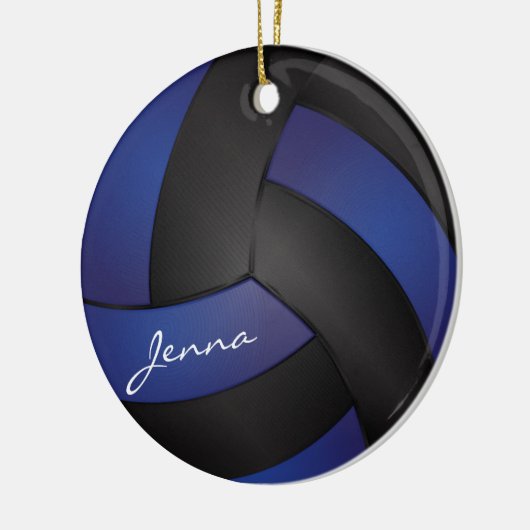 Donkerblauw en zwart — Volleybal aanpassen Keramisch Ornament (Links)