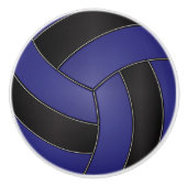 Donkerblauw en zwart volleybal keramische knop (Voorkant)