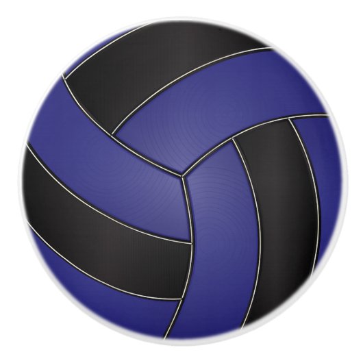 Donkerblauw en zwart volleybal keramische knop (Voorkant)