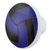 Donkerblauw en zwart volleybal keramische knop (Rechts)