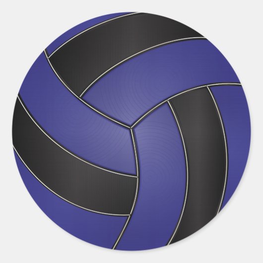 Donkerblauw en zwart volleybal ronde sticker (Voorkant)