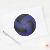 Donkerblauw en zwart volleybal ronde sticker (Envelop)