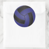 Donkerblauw en zwart volleybal ronde sticker (Tas)
