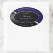 Donkerblauw en zwart Wavy Silver Logo Product Labe Ovale Sticker (Tas)