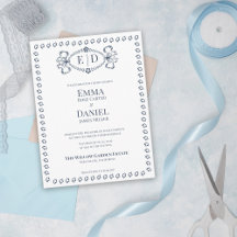 Donkerblauw familiewapen monogram formeel bruiloft