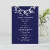 Donkerblauw Fancy monogram repetitief diner Kaart (Staand voorkant)