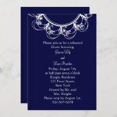 Donkerblauw Fancy monogram repetitief diner Kaart (Voorkant / Achterkant)