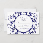 Donkerblauw Fancy monogram RSVP (Voorkant)