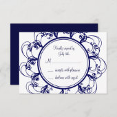 Donkerblauw Fancy monogram RSVP (Voorkant / Achterkant)