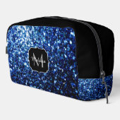 Donkerblauw faux glitter fonkelt zwart Monogram Toilettasje (Rechterhoek)