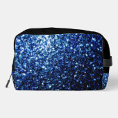 Donkerblauw faux glitter fonkelt zwart Monogram Toilettasje (Achterkant)