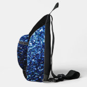 Donkerblauw faux glitter sparkles Zwart Monogram Sling Bag (Rechts)