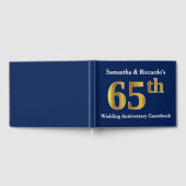 Donkerblauw + Faux Gold 65th Wedding Jubileum Gastenboek (Volledig)