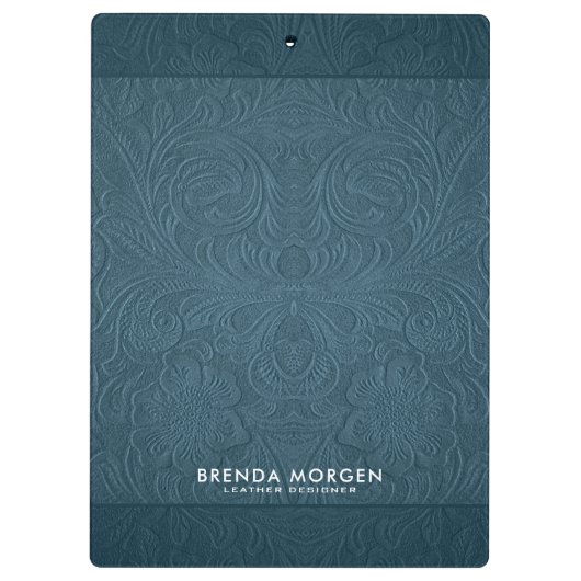 Donkerblauw Faux Suede Leder Klembord (Achterkant)