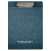 Donkerblauw Faux Suede Leder Klembord (Voorkant)