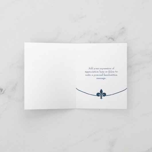 Donkerblauw Fleur de Lis Foto bedankt kaarten (Binnen)