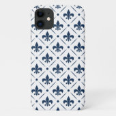 Donkerblauw Fleur De Lis patroon op witte achtergr Case-Mate iPhone Case (Achterkant)