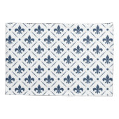 Donkerblauw Fleur De Lis patroon op witte achtergr Kussensloop (Achterkant)