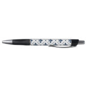 Donkerblauw Fleur De Lis patroon op witte achtergr Pen (Bodem)