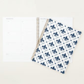 Donkerblauw Fleur De Lis patroon op witte achtergr Planner (Display)