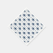 Donkerblauw Fleur De Lis patroon op witte achtergr Servet (Hoek)