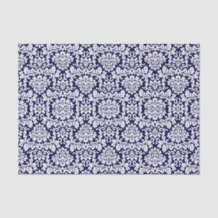  donkerblauw Floral Damask Tissuepapier
