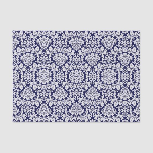  donkerblauw Floral Damask Tissuepapier (Voorkant)