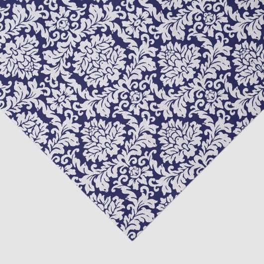  donkerblauw Floral Damask Tissuepapier (Detail)
