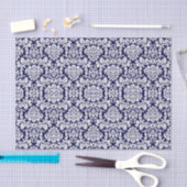 donkerblauw Floral Damask Tissuepapier (Craft)