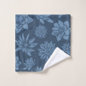  donkerblauw Floral Patroon Bad Handdoek (Wasdoekje)