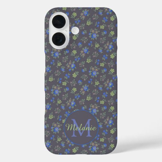 Donkerblauw  Floral Patroon op maat Case-Mate iPhone Case (Achterkant)