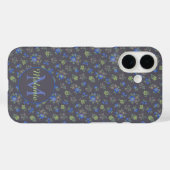 Donkerblauw  Floral Patroon op maat Case-Mate iPhone Case (Achterkant (horizontaal))