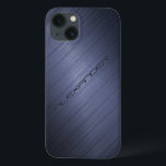 Donkerblauw Geborsteld Aluminium Metaal Look-Monog Case-Mate iPhone Case<br><div class="desc">Donker gedempt blauw geborsteld aluminium blikpatroon. Aangepast en optioneel monogram. Het ontwerp is beschikbaar voor andere producten en kan worden aangevraagd voor elk product dat we aanbieden bij Zazzle.</div>