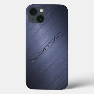 Donkerblauw Geborsteld Aluminium Metaal Look-Monog Case-Mate iPhone Case