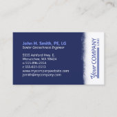 Donkerblauw, geborsteld wit met verticale Logo Visitekaartje (Voorkant)