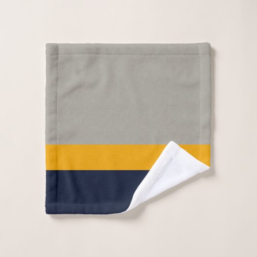 Donkerblauw, geel, grijs gestreept bad handdoek (Wasdoekje)