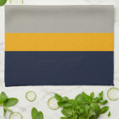 Donkerblauw, geel, grijs gestreept theedoek (Gevouwen)