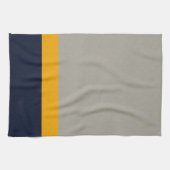 Donkerblauw, geel, grijs gestreept theedoek (Horizontaal)