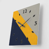 Donkerblauw, geel, grijs gestreept vierkante klok (Hoek)
