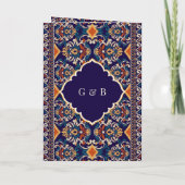 Donkerblauw Geel Ikat All in One Sikh Huwelijk (Achterkant)